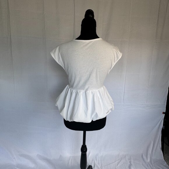 ZARA White Ballon blouse top Crop w/ Puff Sleeveless - 0311 - Picture 2 of 5